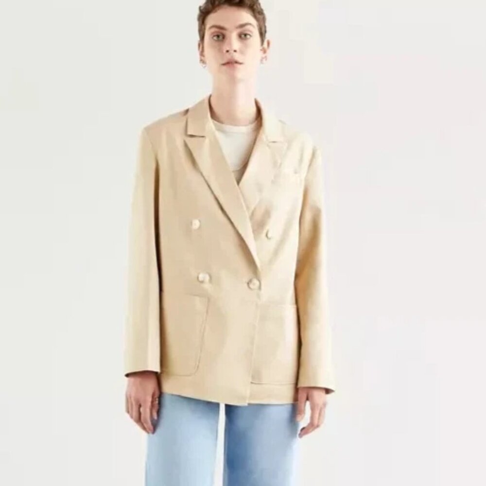 LEVI'S women's Double Breasted ALEXA Blazer Oversized Linen Cotton Size XL